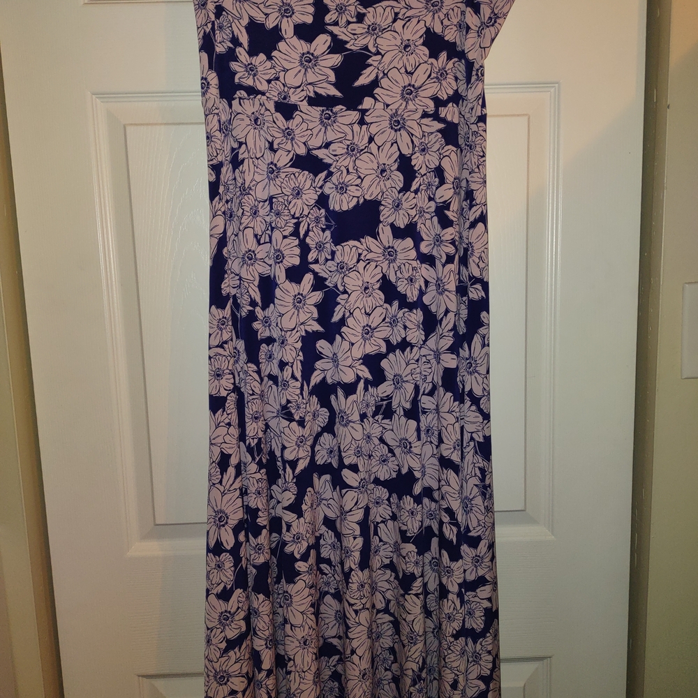 LuLaRoe Navy and Pink Floral Dress